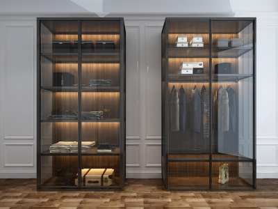 现代玻璃衣柜3D模型下载